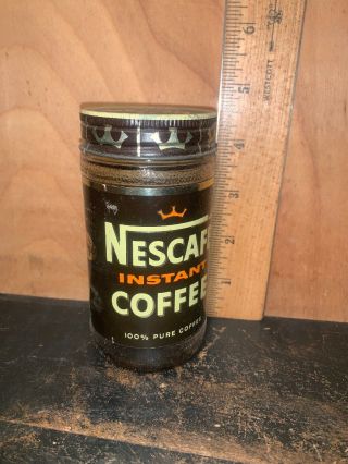 Vintage Nescafe Coffee Jar 2oz Instant Coffee.  100 Pure