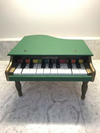 Vintage Jaymar Miniature Wooden Green Grand Piano Collectible