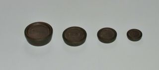 Vintage Matching Set Of 4 Brass Round Stacking Weights " 1/4,  1/2,  1 & 2 Oz "