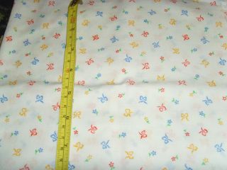 Primary Colors Bows On White Vintage Fabric Material Sewing Tiny Mini Print Chic