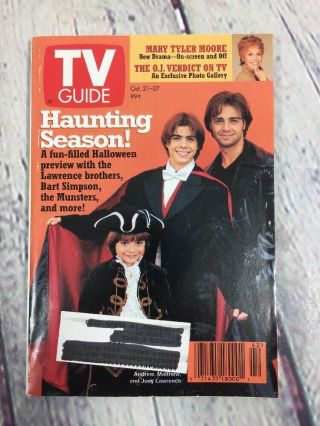 Vtg 1995 October 21 - 27 Tv Guide - Lawrence Brothers Halloween On Cover