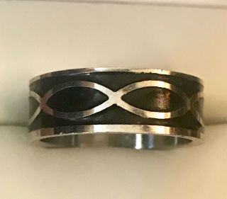 Vintage Men’s Celtic Silver Black Ring Size 9 1/2