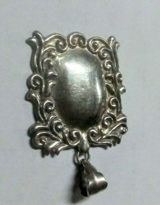 Vintage 925 Mexico Sterling Silver Ornate Spoon Design 1 - 1/2 " Square Pendant