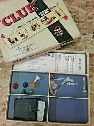 1949 Vintage Clue Sherlock Holmes Boardgame Parker Bros No Board