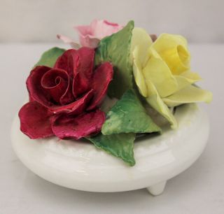 Vintage Crown Staffordshire Bone China Floral Bouquet Flowers W/ Pot