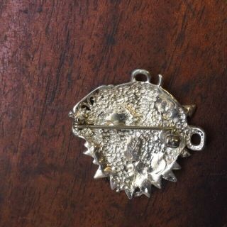 Vintage J.  Laine Sterling Silver 925 Pin / Brooch Sun Moon Clock Face 3