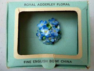 Vintage Royal Adderley Fine English Bone Flower Orig Box 1 1/4 " Brooch 2249k
