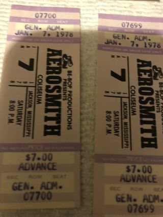 Aerosmith 4 1978 Concert Tickets 2 See Vintage Aerosmith 3