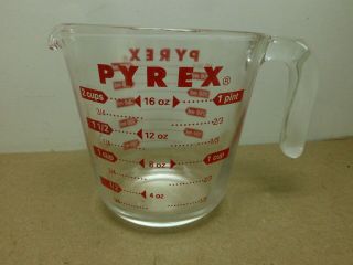 EUC Vintage PYREX 1 Pint 2 Cups 16 oz Red Measuring Glass 2