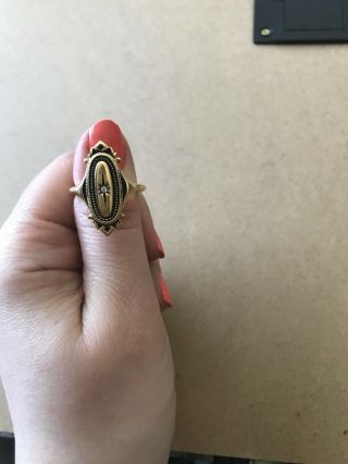 Vintage Avon Ring Gold Tone With “Diamond Chip” Center,  Design 3