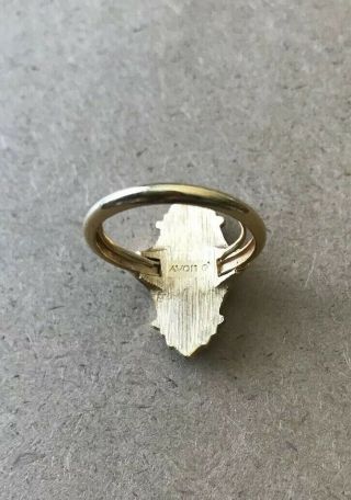 Vintage Avon Ring Gold Tone With “Diamond Chip” Center,  Design 4