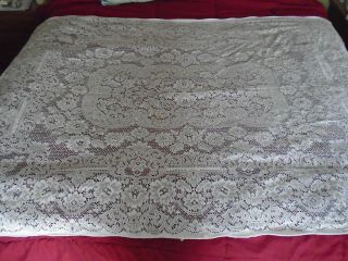Vintage Lace Tablecloth 55 1/2 X 80 White