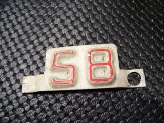 Vintage 1958 Model Year Auto Tag License Plate Emblem Gm Ford Dodge Chevy Part