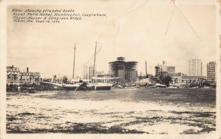 Vtg Rppc 1926 Downtown Miami Hurricane Boats Royal Palm Hotel Postcard Fl B48