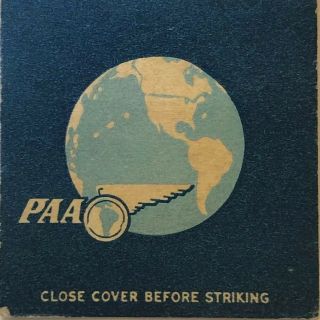 Vintage 1940s Pan Am World Airways - Matchbook Cover,  Great Paa Logo