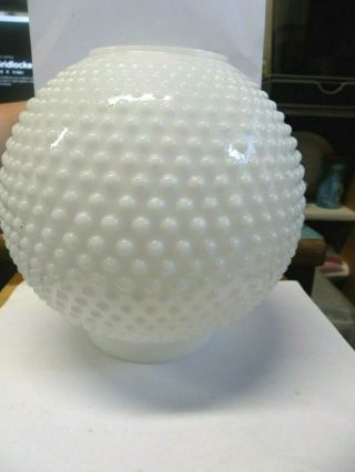 Vintage Large White Hobnail 8 " Glass Parlor Banquet Gwtw Lamp Shade Globe