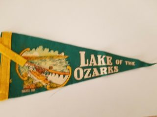 Vintage 1940s 1950s Felt Pennant Large Lake Of The Ozarks Missouri