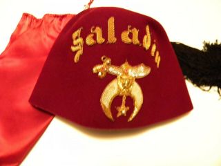 Vintage Masonic Order Of Saladin Fez Shriner Hat Freemason Hat Jeweled Tassel 7