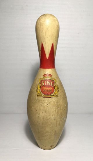 Vintage Brunswick King Bowling Pin Red Crown Wood Regulation 1940 