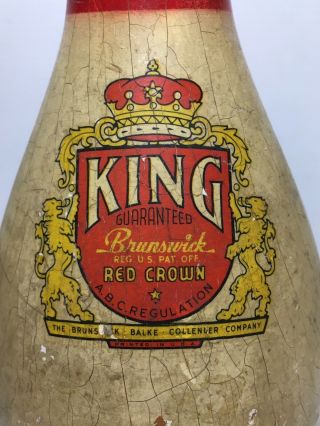 Vintage Brunswick KING Bowling Pin Red Crown Wood Regulation 1940 ' s 2