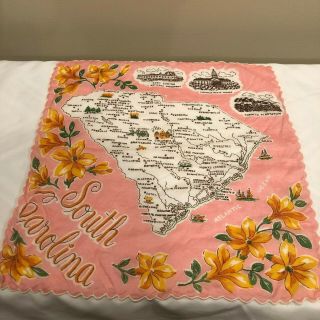 Vintage South Carolina Souvenir Handkerchief