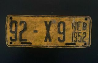 Vintage 1952 Grant Co.  Nebraska License Plate