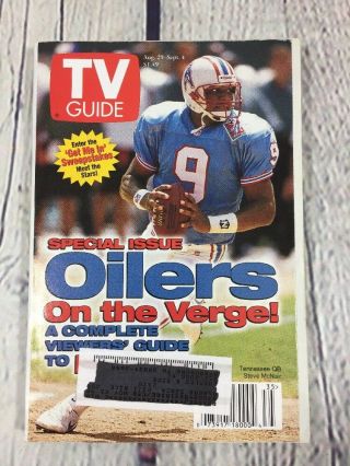 Vintage 1998 Aug.  29 - Sept.  4 Tv Guide - Tn Oilers Steve Mcnair On Cover