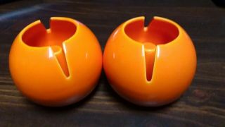 2 Vintage Orb Ashtrays Mid Century Modern Vohann Of Calif.  Orange Pottery