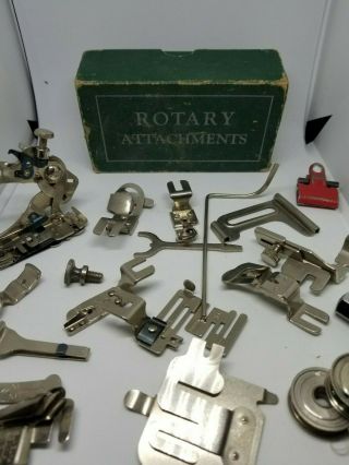 Vintage White Rotary & Greist Sewing Machine Attachments Parts 3 Bobbins