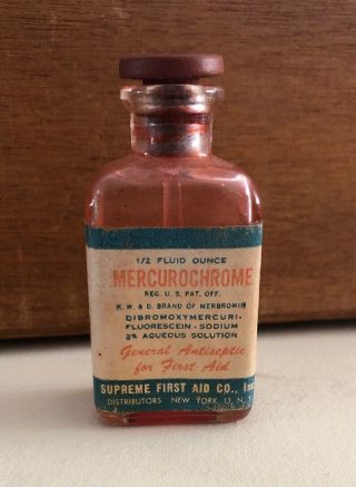 Vintage Supreme First Aid Co.  Mercurochrome 1/2 Ounce Bottle