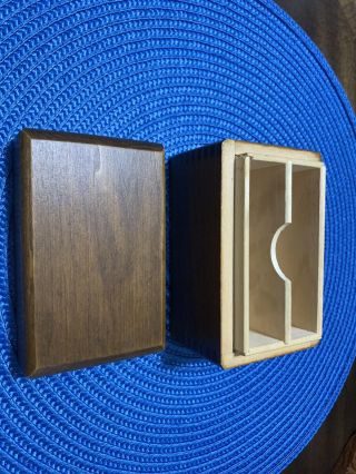 Vintage Dovetailed Wood Playing Cards Storage Box Double Deck Holder