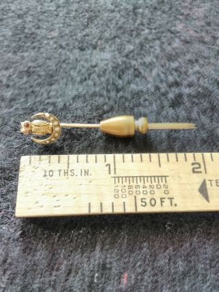Vintage Stick Pin.  Owl And Half Moon With Tiny Pearls