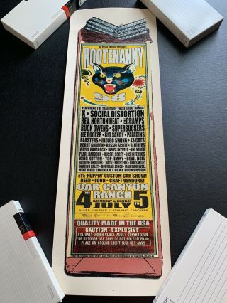Vintage Hootenanny 98 Concert Poster Garage Rock Punk X Social Distortion 1998