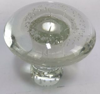 Vintage clear glass mushroom paperweight bubbles Hippie Boho Mid Century 3