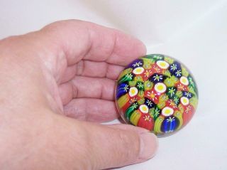 Vintage MURANO Millefiori ART GLASS PAPERWEIGHT Multicoloured Canes Flowers 2