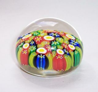Vintage MURANO Millefiori ART GLASS PAPERWEIGHT Multicoloured Canes Flowers 3