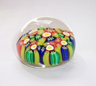 Vintage MURANO Millefiori ART GLASS PAPERWEIGHT Multicoloured Canes Flowers 4