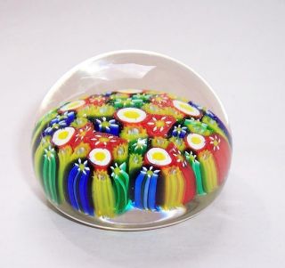 Vintage MURANO Millefiori ART GLASS PAPERWEIGHT Multicoloured Canes Flowers 5