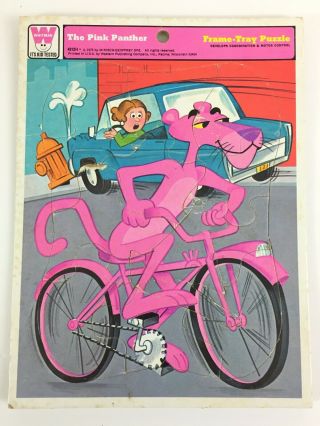 Whitman The Pink Panther Bicycling Frame Tray Puzzle 12 Piece Vintage 1975