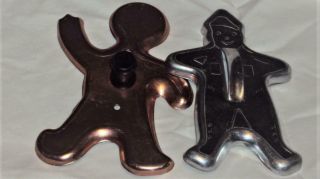 Vintage Copper Tone Gingerbread Man Cookie Cutter & Maybe Aluminum Detailed Old