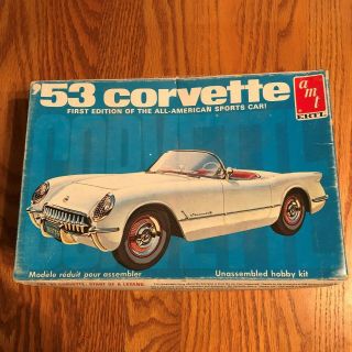 Vintage Amt/ertl 1953 Chevrolet Corvette Model Kit,  1/25 Scale