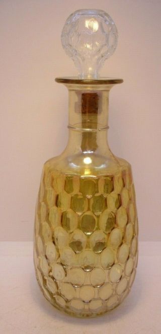 Carnival Glass Honeycomb Decanter Bottle Vintage