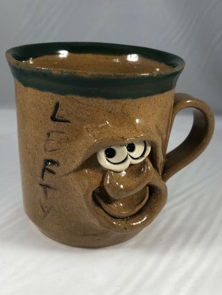 Unique Vintage Lefty 3d Pottery Stoneware Funny Face Mug