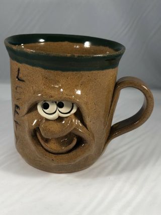Unique Vintage Lefty 3D Pottery Stoneware Funny Face Mug 2