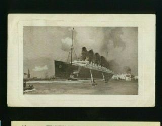 1909 Rms Lusitania/mauretania - Cunard Line - Vintage Ship / Oceanliner Postcard