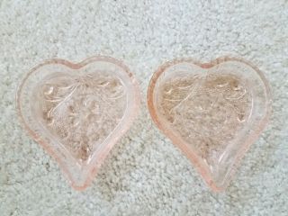 2 Vtg Tiara Indiana Glass Heart Pink Ashtray/candy/nut Dishes