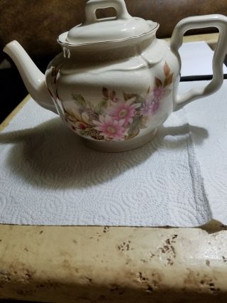 Vintage Arthur Wood & Son Staffordshire England Pink Floral Teapot 5992