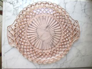 Vintage Waterford Pattern Crystal Cake Plate,  Waffle Design & And Handled