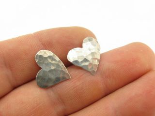 Vintage Sterling Silver 925 Love Heart Stud Earrings