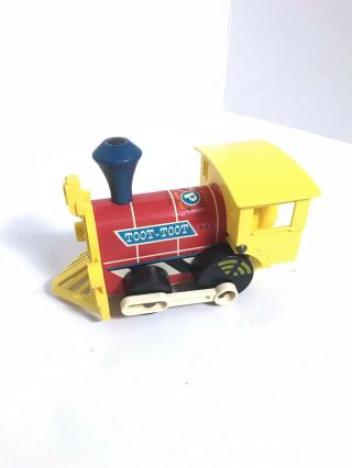 Vintage Fisher Price Little People Toot Train Engine 643 Wood And Plastic 1964